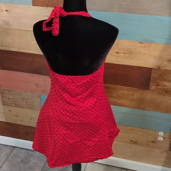 SIZE 16 red and black polka. Halter mini dress - Picture 3 of 4